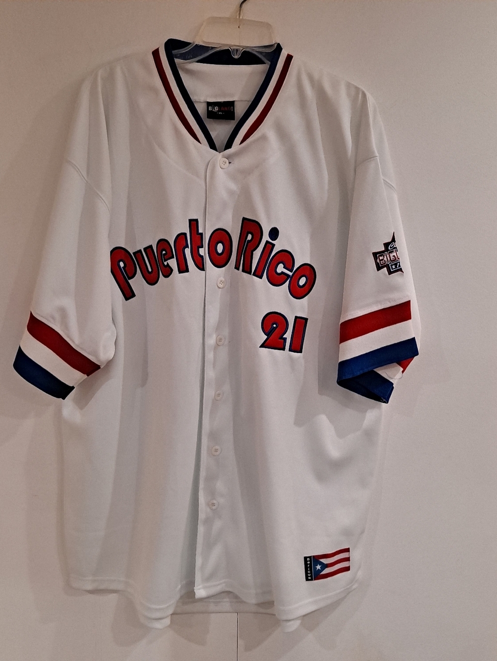 Bigland Roberto Clemente Puerto Rico #21 National Jersey Sz XL